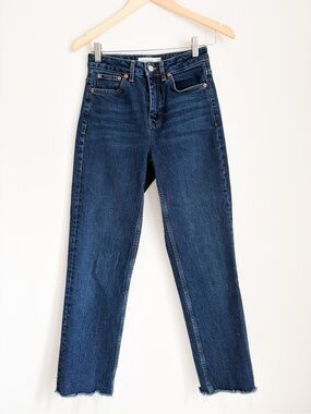 Topshop High Rise Comfort Stretch Straight Leg Jeans - Size 26 - Dark Wash